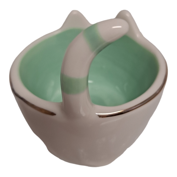 GREEN CAT Ceramic Ring Bowl Trinket Dish - Picture 2 of 4